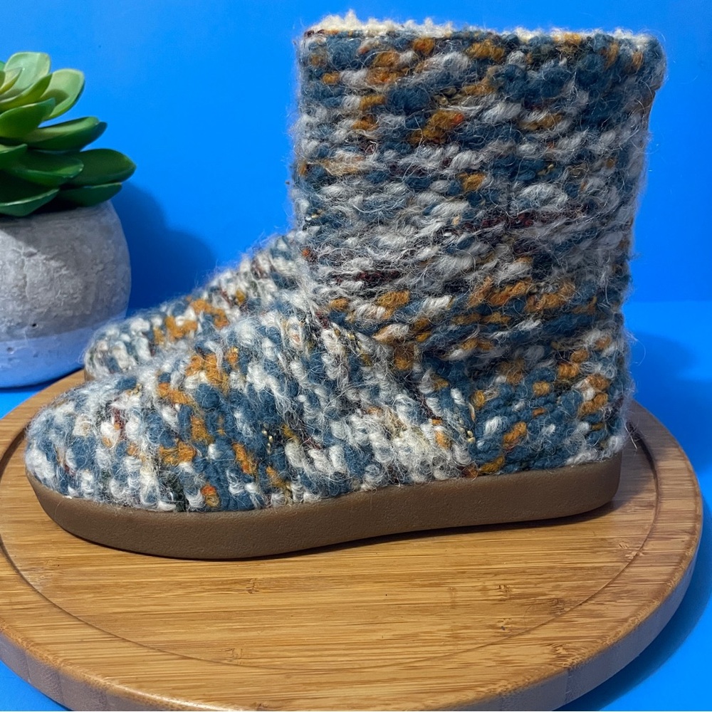 Sanuk Toasty Tails Short Pull-On Boot Dusty Teal Speckle Women’s 7 Cozy Booties
